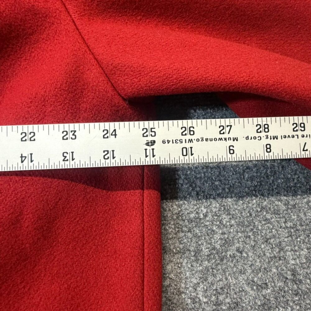 Vintage Herman Kay Red Wool Coat 14 Black Velvet Collar Double Breasted USA - Picture 8 of 8